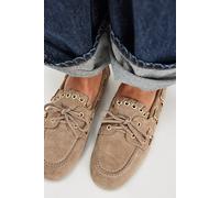 Treasure Chest Boat Shoes by Jeffrey Campbell at Free People in Taupe Distressed Suede, Size: US 8 - female