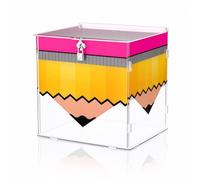 Treasure Chest Box for Classroom Decorations Acrylic Prize Box Container with Key Lock Removable Teachers Toy Prizes Awards Reward Treasure Chest for Back to School Office Home Decor(Creative)