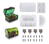 Treasure Chest Resin Molds Dice Box Molds with Hasp Lock Epoxy Resin Mold DIY Silicone Molds Jewelry Storage Mold Casting Craft Mould for Gift Home Decor
