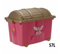 Treasure Chest Toy Box Fairy Girls Kids Storage Organizer Container Wheeled 57L