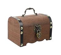 Treasure Chest, Vintage Wooden Treasure Chest Box with Lock Decorative Coin Storage Organizer Retro Wood Trunk for Collectibles and Keepsakes Stylish Box for Home