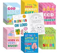 Treasure Cove Christian Mini Coloring Books Kids Easter DIY Drawing Book Bible Verse Religious Small Activity Books Bulk for Sunday School Crafts Classroom Rewards Holiday Activity Party Favors 24 Pcs