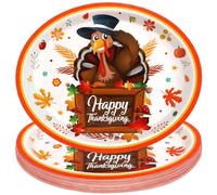 Treasure Cove Thanksgiving Oval Plates Turkey Party Paper Plates Disposable Dinnerware Supplies for Autumn Fall Tableware Decor 24Pcs 12" x 10"