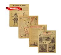Treasure Gurus 4 Pirate Weapons Pistol Sword Gun Cannon Parchment Paper Posters Treasure Map Chest Wall Art Home Decor
