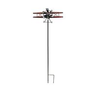 Treasure Gurus Biplane Garden Yard Art Metal Wind Weather Spinners Airplane Kinetic Sculptures Decor Stake Patio