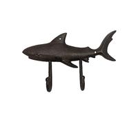 Treasure Gurus Cast Iron Double Shark Hooks Wall Mount Key Ring Coat Rack Bathroom Towel Hook Beach Decor