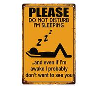 Treasure Gurus Funny Sleeping Do Not Disturb Metal Sign Garage Wall Man Cave Decor Office Gag 5.5x8inch
