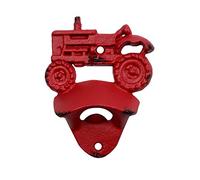 Treasure Gurus Rustic Cast Iron Wall Mount Red Farm Tractor Beer Cap Soda Pop Top Bottle Opener