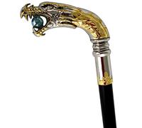 Treasure Gurus Silver Plated Dragon Head Cane Walking Stick