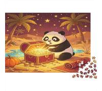 Treasure Hunt Panda 1000 Piece Jigsaw Puzzle Paper for Adults Night Tropical Scene Jigsaw Puzzle for Family Relaxation Focus Home Gift 38x26cm/1000pcs