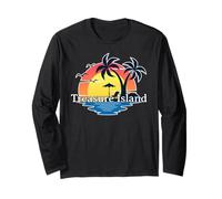 Treasure Island Florida Retro Sunset Vacation Gift Long Sleeve T-Shirt