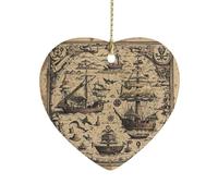 Treasure Map Maritime Pirate Ceramic Ornament Home Decor Keepsake