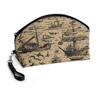 Treasure Map Maritime Pirate Makeup Bag Toiletry Bag Cosmetic Organizer