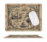 Treasure Map Maritime Pirate Mouse Pad Square Leather Mousepad Waterproof Gaming Mouse Pad with Non-Slip Rubber Base Small Portable Computer Mouse Mat for Desk Laptop Office Home 8 X 10 Inch