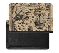 Treasure Map Maritime Pirate Passport Holder Cover Secure Travel Wallet PU Leather Credit Cards Passport Organizer Bag for Women Men, white, One Size, Modern