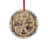 Treasure Map Maritime Pirate Round Ornament Hanging Pendant Decor
