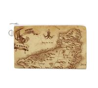 Treasure Map Vintage Coin Purse with Key Ring Cute Change Purse Travel Portable Keychain Wallet with Zipper for Women Men, style, One Size, Floral