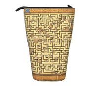 Treasure Maze Expandable Stand Pencil Pouch, Multi-Design Oxford Fabric, Adjustable Height, Multi-Use Cosmetic Bag
