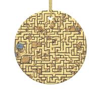 Treasure Maze Patterned Ceramic Ornaments, Round Pendants, can be Hung on Christmas Trees or Doors and Windows.