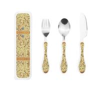Treasure Maze Western Tableware Steak Knife, Fork & Spoon 3-Piece Set †304 Stainless Steel & pp Plastic Design for Kids