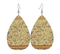 Treasure Maze Women's Teardrop Leather Earrings, Hook 925 Silver Plated, Holiday Accessories