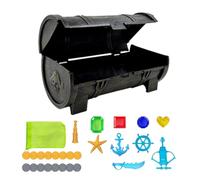 Treasure Pirate Box Treasure Hunt Toy For Crafts Underwater Gemstone Swimming Training Accessories Pool Diving Toys Summer Adventure Set For Beach/Pool Party Games For Boys Girls, 20.5x10x10cm