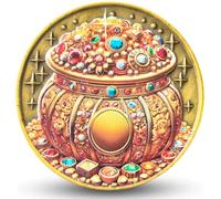 Treasure Pot Lucky Coin Multi-Functional Lottery Ticket Scratcher Tool & Good Luck Charm Symbol of Wealth and Prosperity