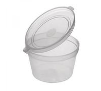 Treasure Trove 50 Pack 100ml 4oz Disposable Or Reusable Leak Proof Clear Deli Sauce Pots/Containers with Hinged Lids Store Chutney Slime Dressings Sauces Dips-Dishwasher Microwave Freezer Food Safe