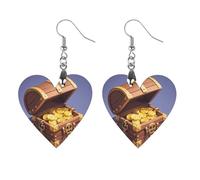 Treasure Wooden Earrings for Women, Vintage Elegant Wood Jewelry, Lightweight Earrings for Wedding, Party, Everyday Jewelry Gift, Love, Wood, wood