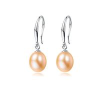TreasureBay FAB 8-9mm Natural Freshwater Pearl Dangle Drop Earrings for Women and Girls (Pink)