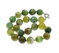 TreasureBay Handmade Beautiful Chunky 18mm Agate Necklace Choker For Women and Girls (Green)