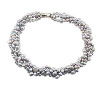 TreasureBay Women's Pearl Necklace - Chunky Statement Multi-strand Grey Freshwater Pearl Necklace Pearl Necklace