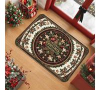 Treasured Christmas Traditions Star Area Rug 2' X 3' | Traditional Greenery Wreath, Gold Jingle Bells, Ornate Holiday Ornaments, Seasonal Entryway Accents