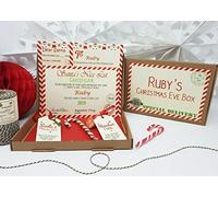 Treasured Forever Christmas Eve Box Personalised A5 Size Santa Letter Magic Key & Reindeer Food (D4 Red Stripe (with Xmas Eve Text))