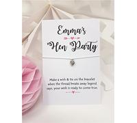 Treasured Forever Personalised Bride Tribe Bride Squad cards - Wish Bracelet for Hen Party Favour - | Pink Arrow & White Bracelet card - 10