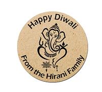 Treasured Forever Personalised Diwali Stickers/Divali Celebration Gift Paisley D1-35 Stickers Labels - Kraft Ganesh Style - (Design 3)