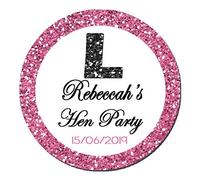 Treasured Forever Personalised Hen Party Stickers For Thank You Sweet Cone Bags Glitter Effect x 24 (Pink)