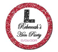 Treasured Forever Personalised Hen Party Stickers For Thank You Sweet Cone Bags Glitter Effect x 24 (Red)