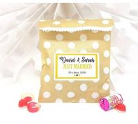 Treasured Forever Personalised Wedding Favour Sweet Bags Birthday Candy Cart Striped Polka Dots | Gold Polka Dots - Just Married | 10