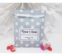 Treasured Forever Personalised Wedding Favour Sweet Bags Birthday Candy Cart Striped Polka Dots | Grey Polka Dots - Just Married | 10