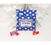 Treasured Forever Personalised Wedding Favour Sweet Bags Birthday Candy Cart Striped Polka Dots | Navy Polka Dots - Just Married | 100