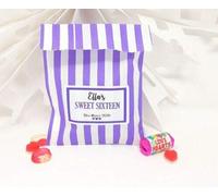 Treasured Forever Personalised Wedding Favour Sweet Bags Birthday Candy Cart Striped Polka Dots | Purple Strips - Just Married | 100