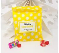 Treasured Forever Personalised Wedding Favour Sweet Bags Birthday Candy Cart Striped Polka Dots | Yellow Polka Dots - Just Married | 10