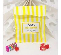 Treasured Forever Personalised Wedding Favour Sweet Bags Birthday Candy Cart Striped Polka Dots | Yellow Strips - Just Married | 100