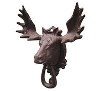 TreasureGurus Bull Moose Door Knocker, Cast Iron, Rustic Antique Brown, 1 Piece