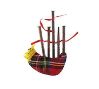 Treasuregurus Miniature Bagpipe Musical Instrument Realistic Plaid Fabric Ornament