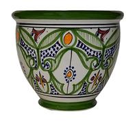 Treasures of Morocco Flower Pot Moroccan Spanish Garden Drain Hole Ceramic Planter Handmade Multicolored
