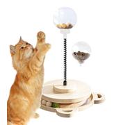 Treat Ball for Dogs, Wood Turntable Feeder with Spring Pole, Interactive To