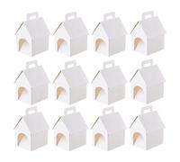 Treat Boxes - 12 Pieces House Shaped Treat Boxes with Handle, Adopt A Dog Treat Boxes, Painting Cardboard Party Favors, Foldable Paper Container | Holiday Birthday Celebration M