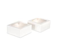 Treat Cake Boxes White, Cookie, Tray Bake, Cake and Brownie Box, Sturdy Strong and Thick Card, Easy Pop-Up Assembly, 7.5 x 16 x 16cm, Pack of 2 - Anniversary House (J152)